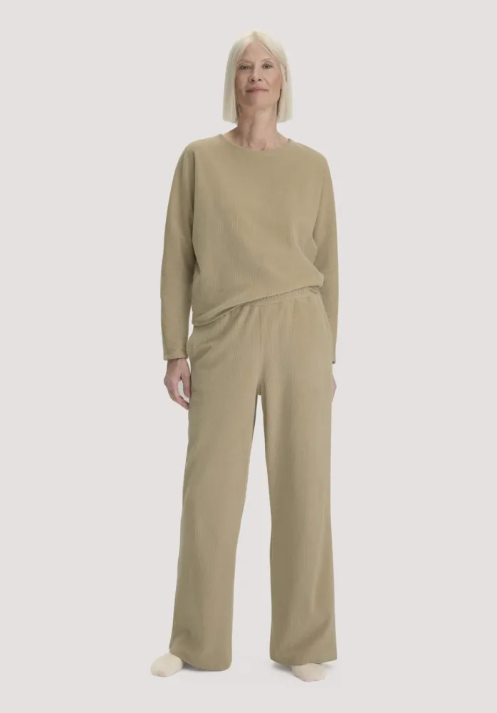 hessnatur Loungewear Hose Cordstretch Wide Leg ACTIVE LIGHT aus Bio-Baumwolle - beige - Größe XL