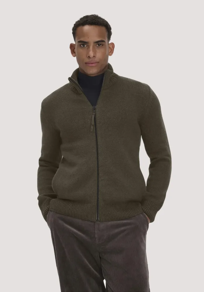 hessnatur Herren Strick Jacke Regular aus Bio-Merinowolle mit Bio-Baumwolle - grün - Größe S