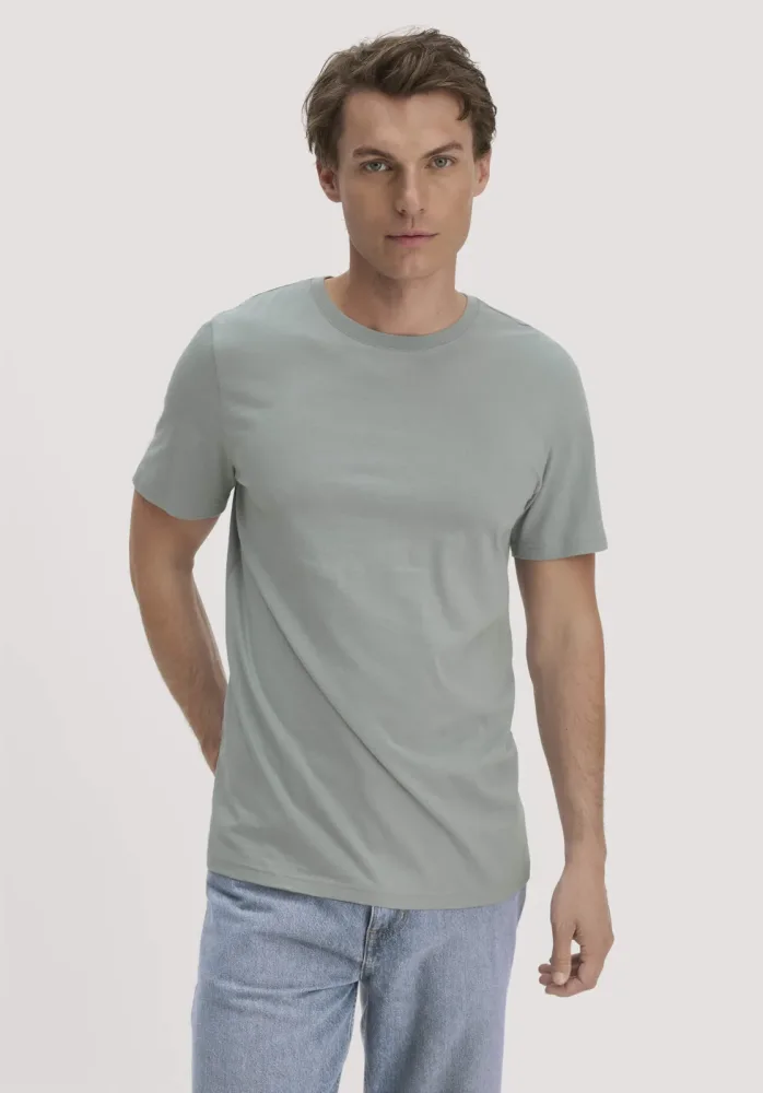 hessnatur Herren T-Shirt Regular aus Regenerative Organic Cotton (ROC) - blau - Größe 48