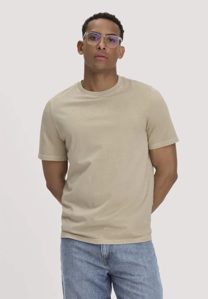 hessnatur Herren Heavy Jersey Shirt Relaxed aus Bio-Baumwolle - beige - Größe 50