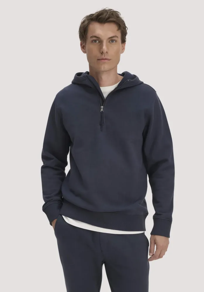 hessnatur Herren Sweat Hoodie Regular aus Bio-Baumwolle mit recycelter Baumwolle - blau - Größe L