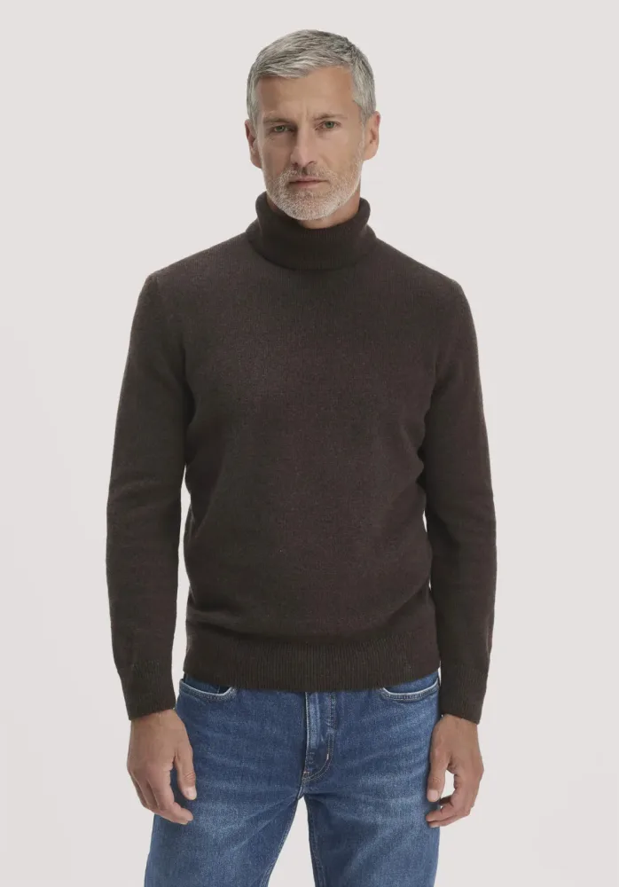 hessnatur Herren Rollkragen-Pullover Regular aus Bio-Merinowolle und Bio-Baumwolle - braun - Größe XL