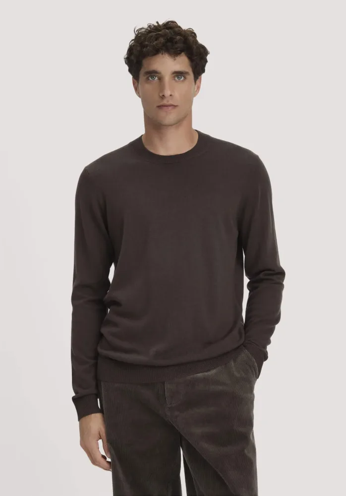 hessnatur Herren Pullover Regular aus Bio-Merinowolle - braun - Größe M