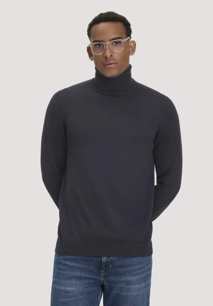 hessnatur Herren Rollkragenpullover Regular aus Bio-Merinowolle - blau - Größe XXL