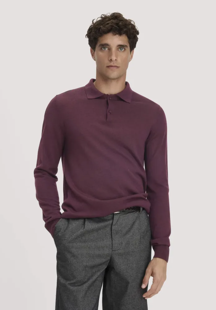hessnatur Herren Strick Polo Regular aus Bio-Merinowolle - braun - Größe S