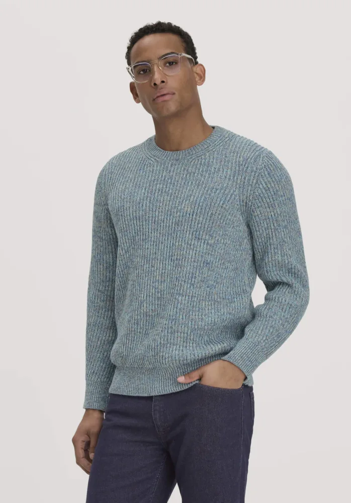 hessnatur Herren Strickpullover Regular aus Bio-Baumwolle - blau - Größe S