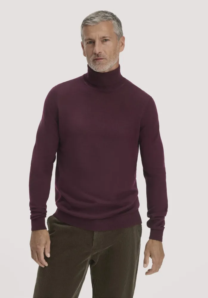 hessnatur Herren Rollkragenpullover Regular aus Bio-Merinowolle - braun - Größe M