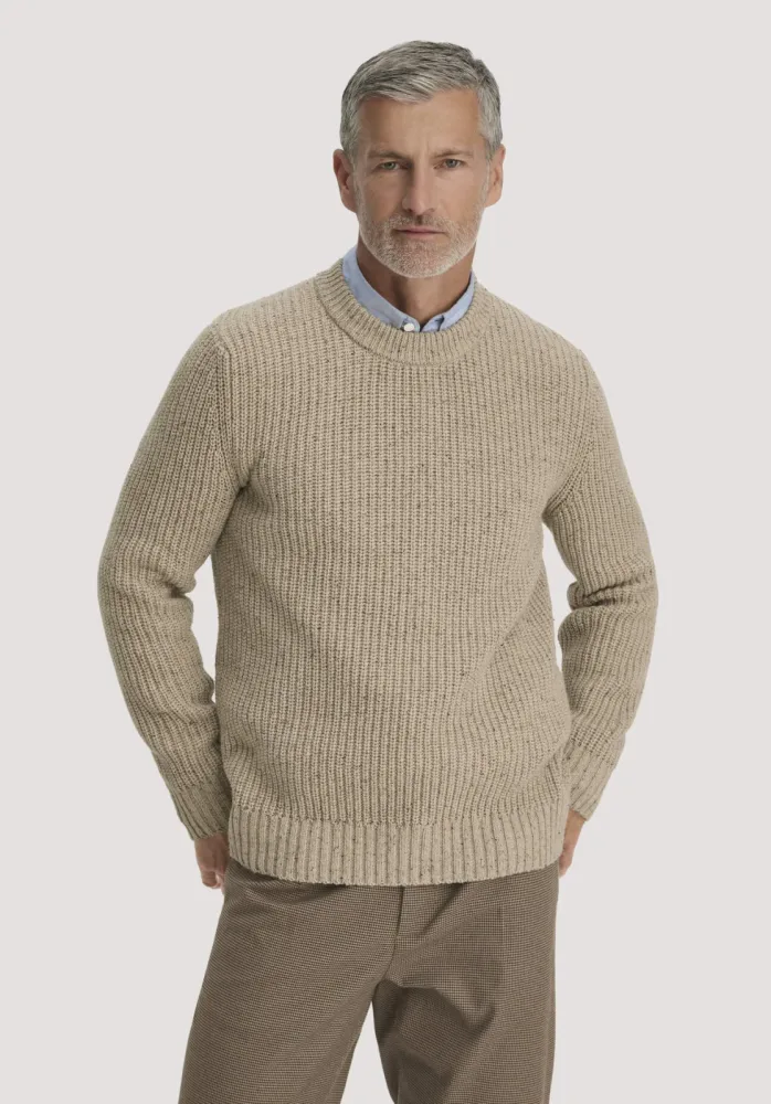 hessnatur Herren Pullover Regular aus Bio-Baumwolle mit recycelter Wolle - beige GrösseL