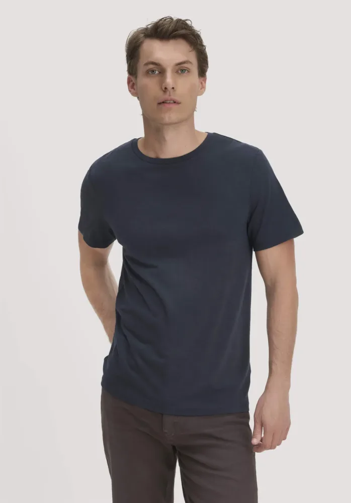 hessnatur Herren Wollshirt Regular aus Bio-Merinowolle - blau - Größe 52