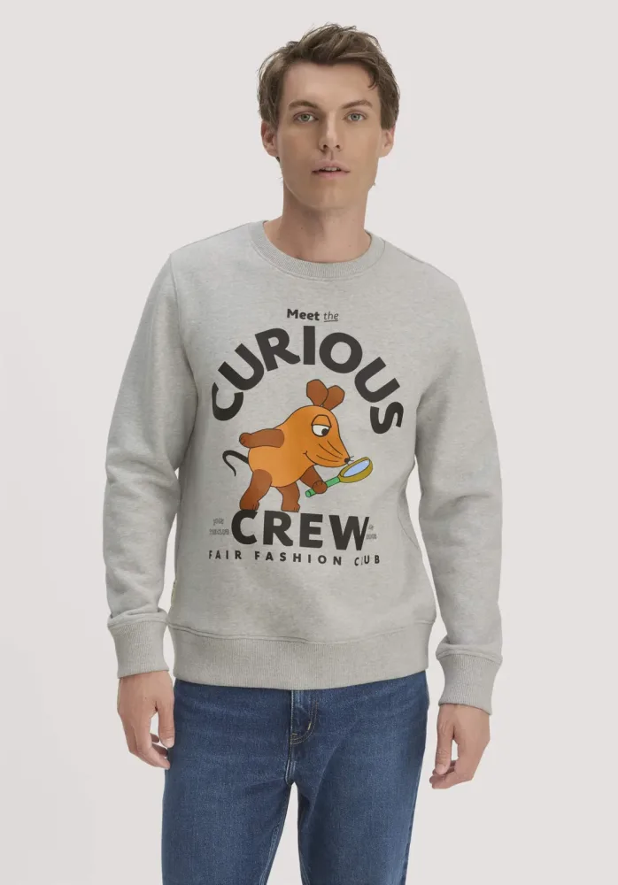 hessnatur Herren Sweatshirt DIE MAUS Regular aus Bio-Baumwolle mit recycelter Baumwolle - grau - Größe M