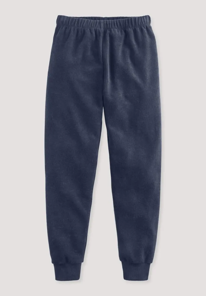hessnatur Kinder  Frottee Pyjama aus Bio-Baumwolle - blau - Größe 122/128