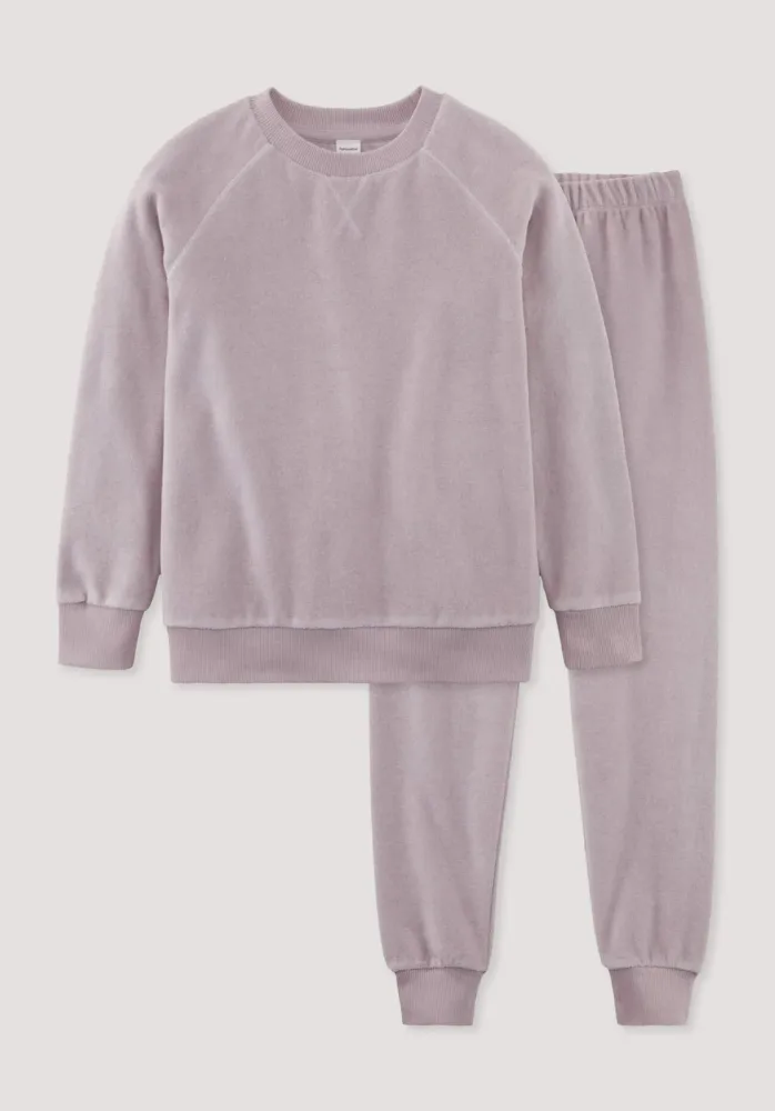 hessnatur Kinder  Frottee Pyjama aus Bio-Baumwolle - rosa - Größe 134/140