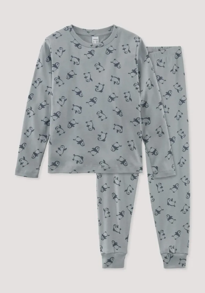 hessnatur Kinder  Pyjama aus Bio-Baumwolle - blau - Größe 122/128