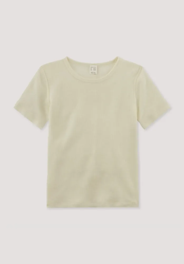 hessnatur Kinder  Kurzarmshirt aus Bio-Merinowolle mit Seide - natur - Größe 134/140