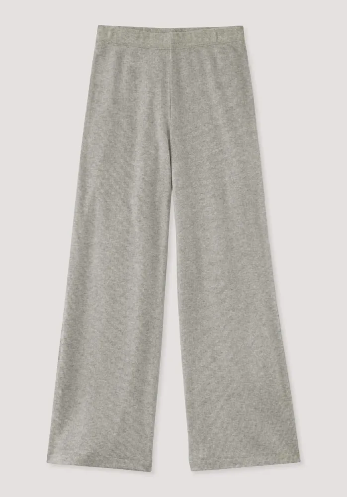 hessnatur Kinder  Rib Hose Relaxed aus Bio Baumwolle - grau - Größe 110/116