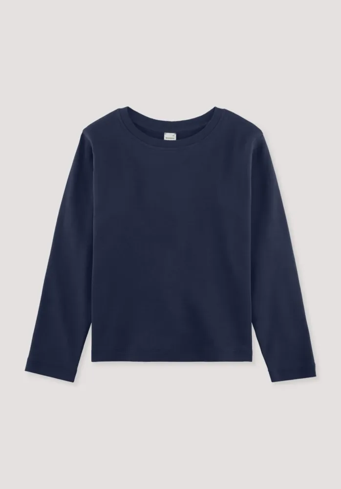 hessnatur Kinder  Langarmshirt aus Bio-Baumwolle - blau - Größe 122/128