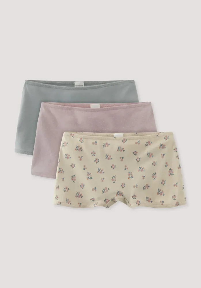 hessnatur Kinder  Panty 3er-Pack aus Bio-Baumwolle - beige - Größe 134/140