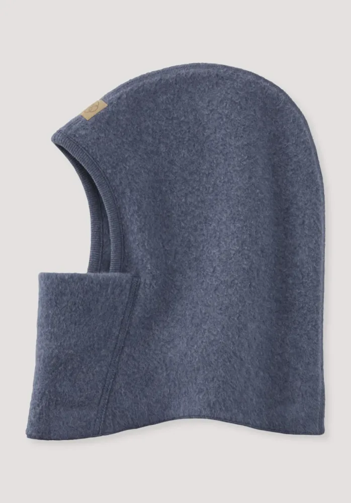 hessnatur Fleece Kapuzenmütze aus Bio-Baumwolle - blau - Größe 53/55