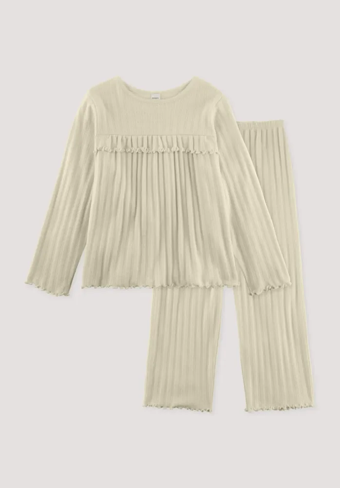 hessnatur Kinder  Pyjama Regular aus Bio-Baumwolle - natur - Größe 134/140