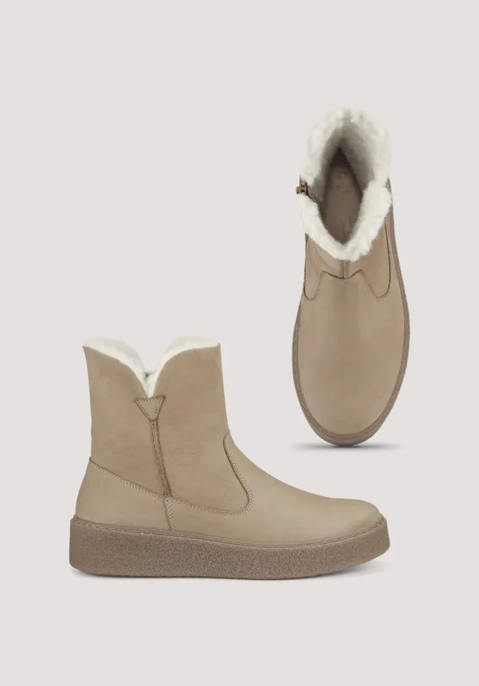 hessnatur Damen Winter-Boot aus Rindsnubukleder - beige - Größe 39