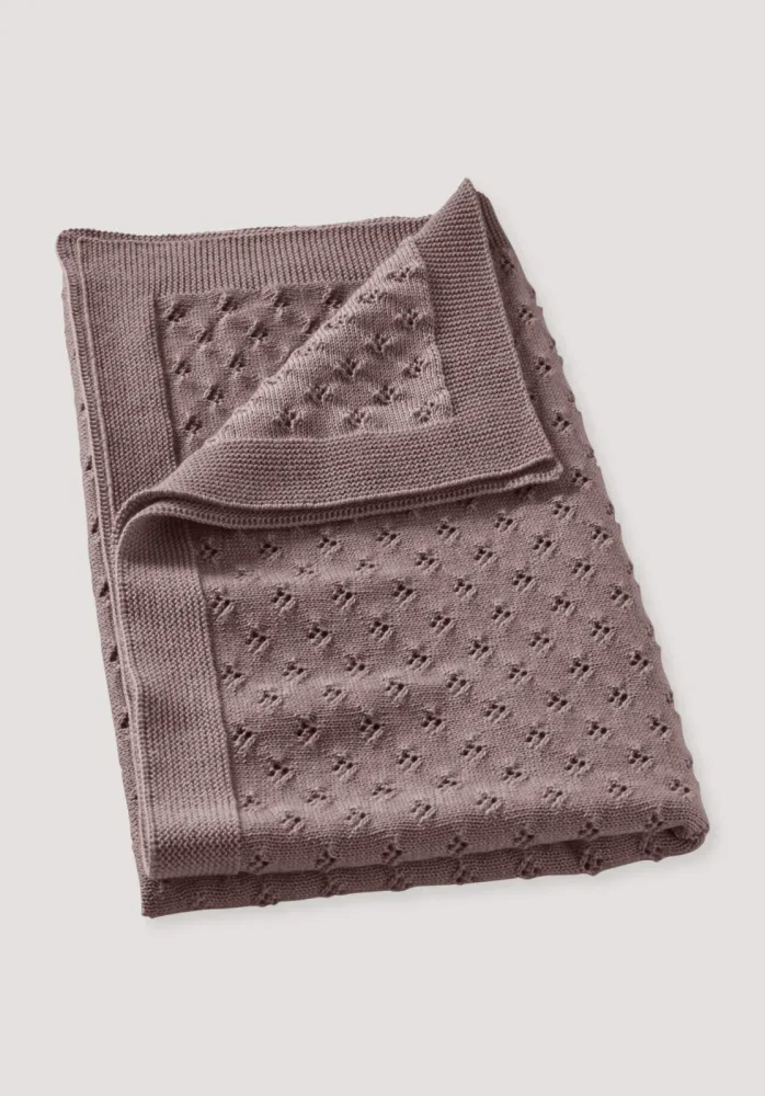 hessnatur Baby Strickdecke aus Bio-Merinowolle - lila - Größe 80x100 cm