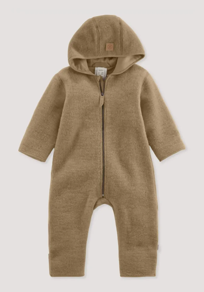 hessnatur Baby Wollfleece Overall aus Bio-Merinowolle - braun - Größe 50/56