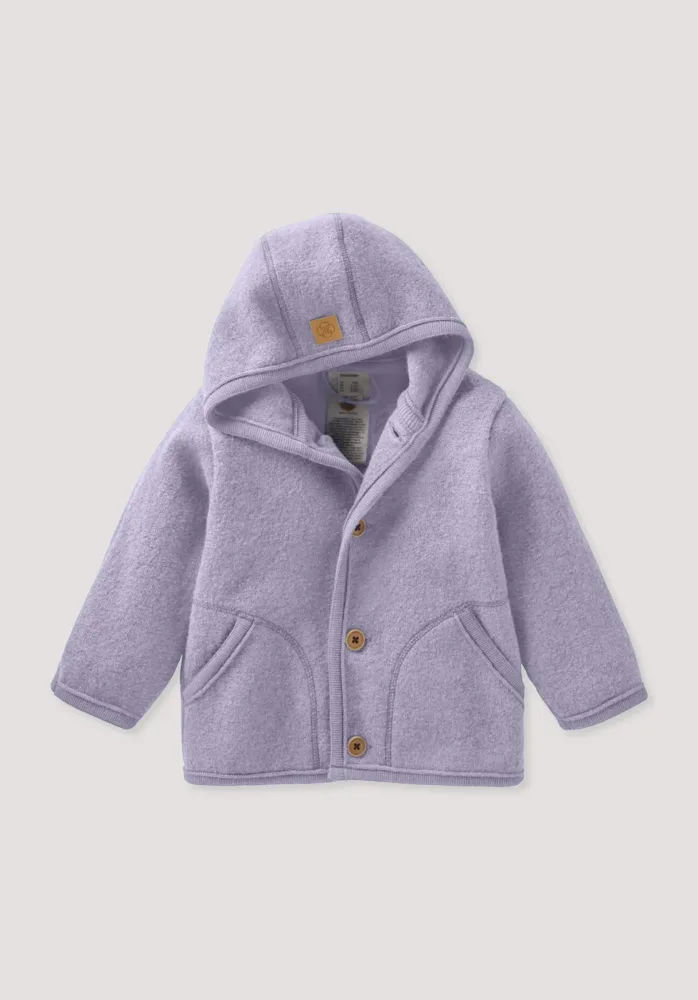 hessnatur Baby Wollwalk Jacke aus Bio-Merinowolle - lila - Größe 62/68
