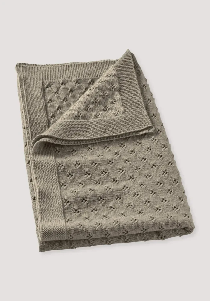 hessnatur Baby Strickdecke aus Bio-Merinowolle - beige - Größe 80x100 cm