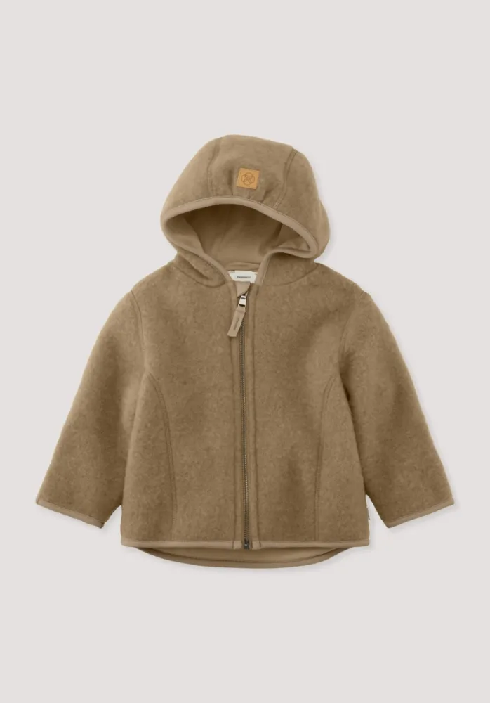 hessnatur Baby Wollfleece Jacke aus Bio-Merinowolle - braun Grösse98/104