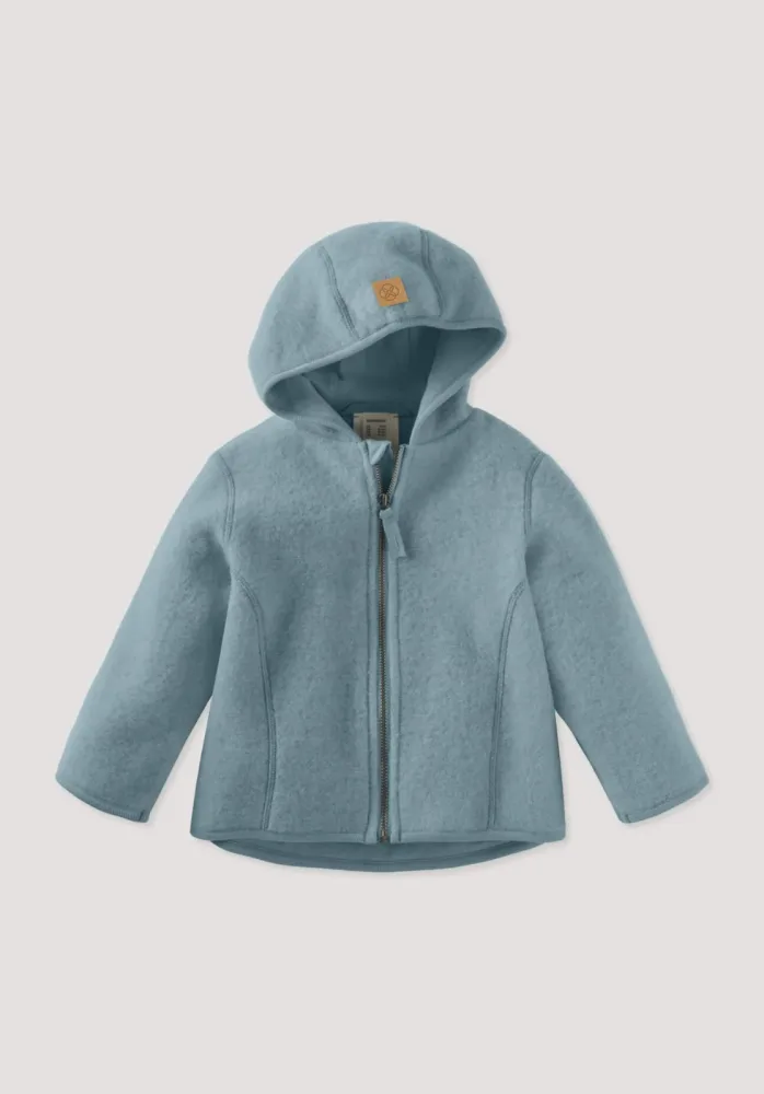 hessnatur Baby Wollfleece Jacke aus Bio-Merinowolle - blau Grösse86/92