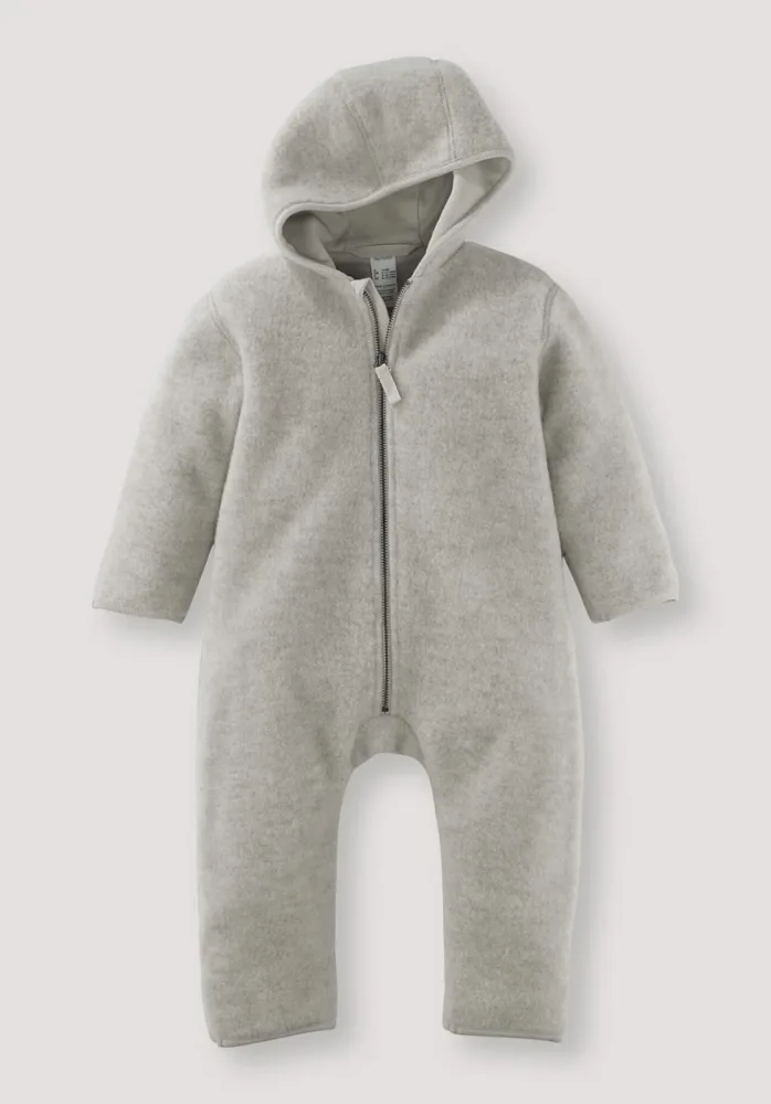 hessnatur Baby Wollfleece Overall aus Bio-Merinowolle - grau - Größe 74/80