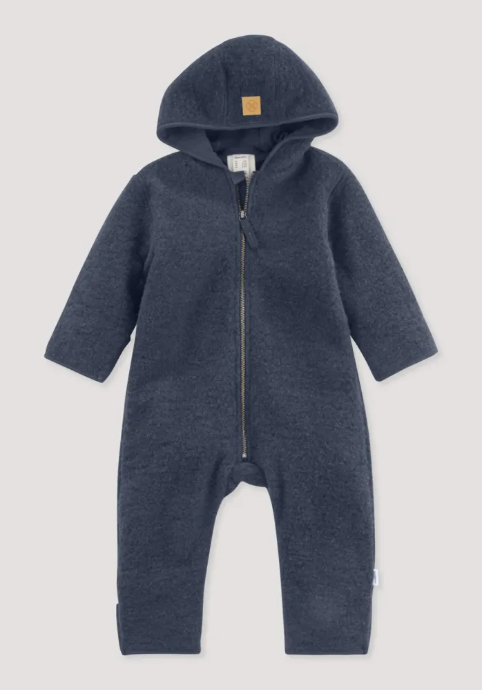 hessnatur Baby Wollfleece Overall aus Bio-Merinowolle - blau - Größe 62/68