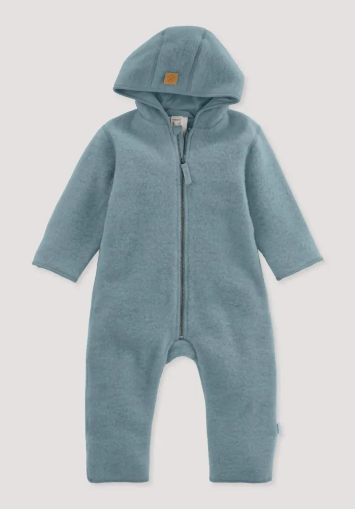 hessnatur Baby Wollfleece Overall aus Bio-Merinowolle - blau - Größe 62/68