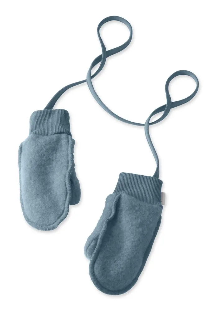 hessnatur Baby Wollfleece Fäustlinge aus Bio-Merinowolle - blau - Größe 62/68