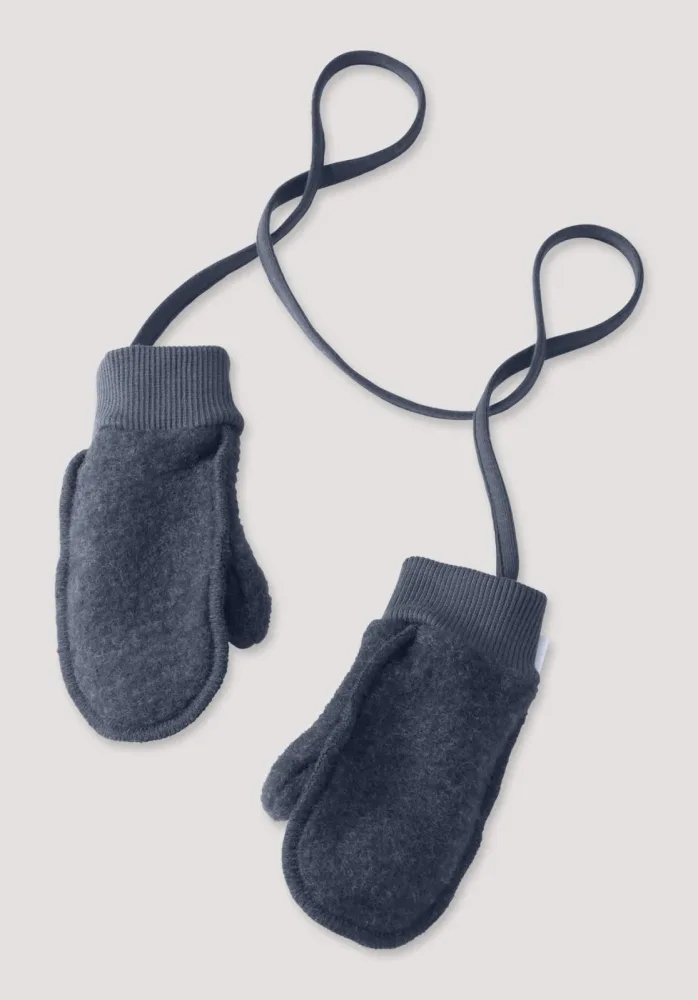 hessnatur Baby Wollfleece Fäustlinge aus Bio-Merinowolle - blau - Größe 74/80-86/92