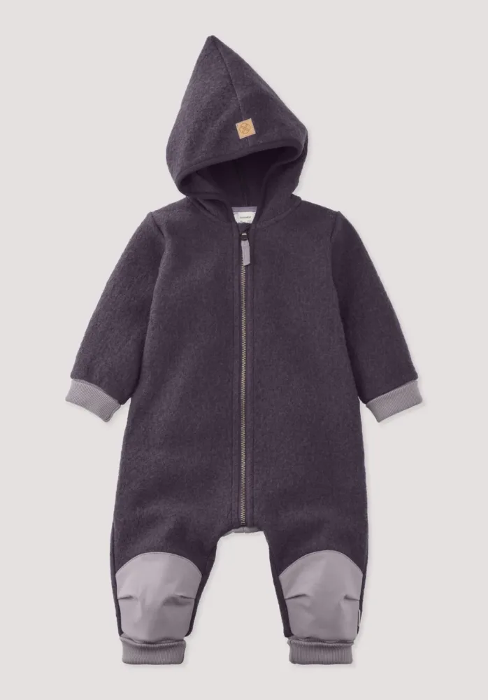 hessnatur Baby Wollwalk Overall aus Bio-Merinowolle mit Softshell - lila Grösse74/80