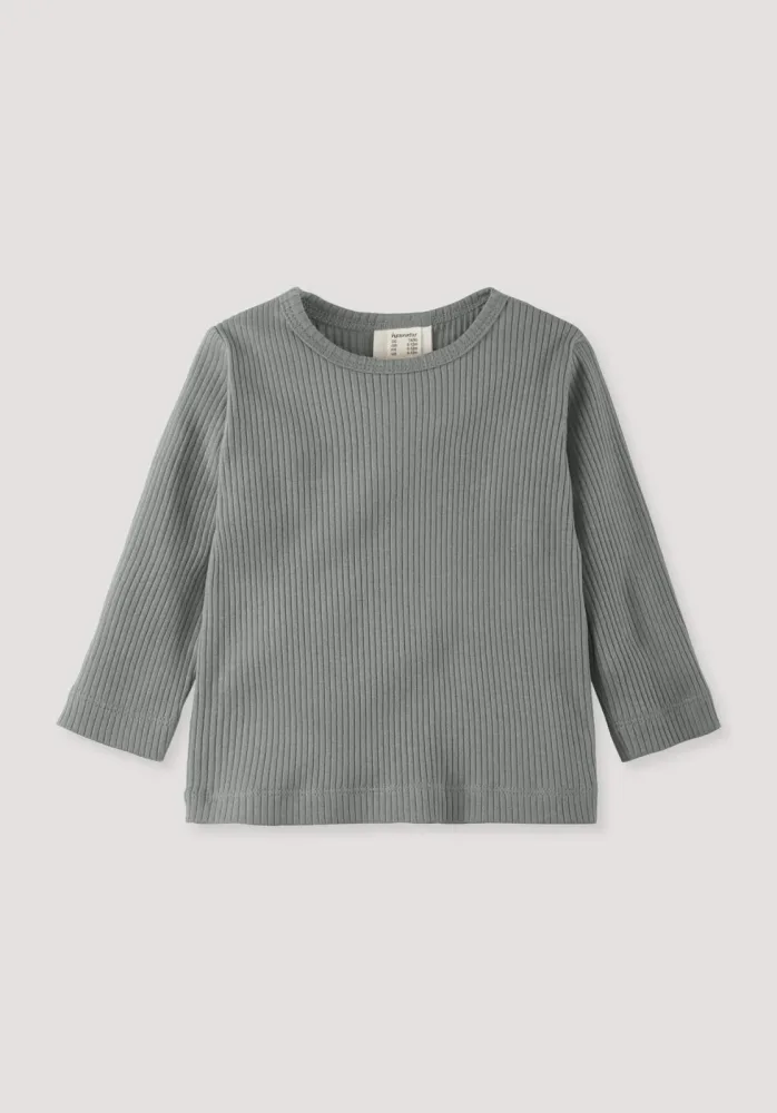 hessnatur Baby Longsleeve aus Bio-Baumwolle mit Bio-Merinowolle - blau - Größe 74/80