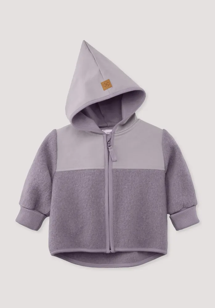 hessnatur Baby Wollwalk Jacke aus Bio-Merinowolle mit Softshell - lila - Größe 98/104