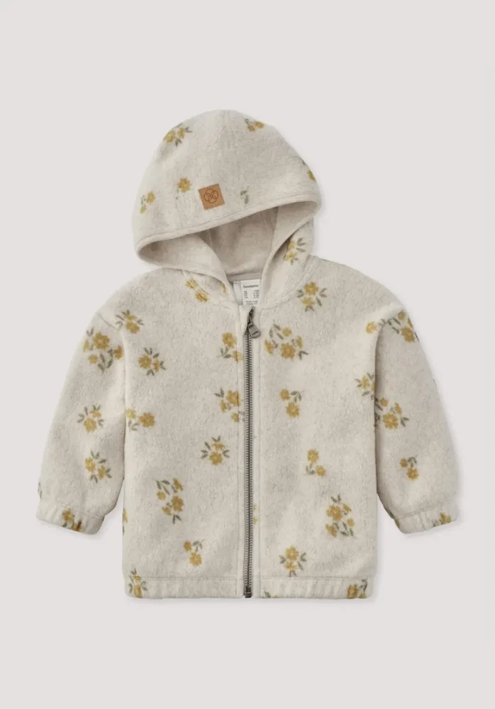 hessnatur Baby Fleece Jacke aus Bio-Baumwolle - beige - Größe 74/80