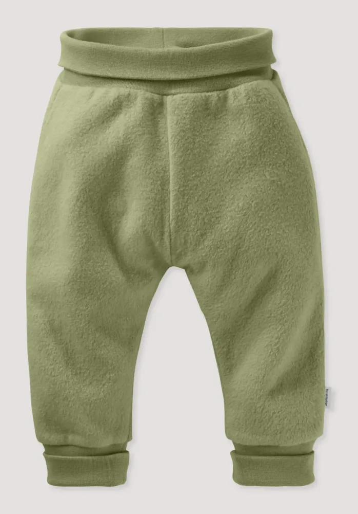 hessnatur Baby Softfleece Hose aus Bio-Baumwolle - grün - Größe 62/68
