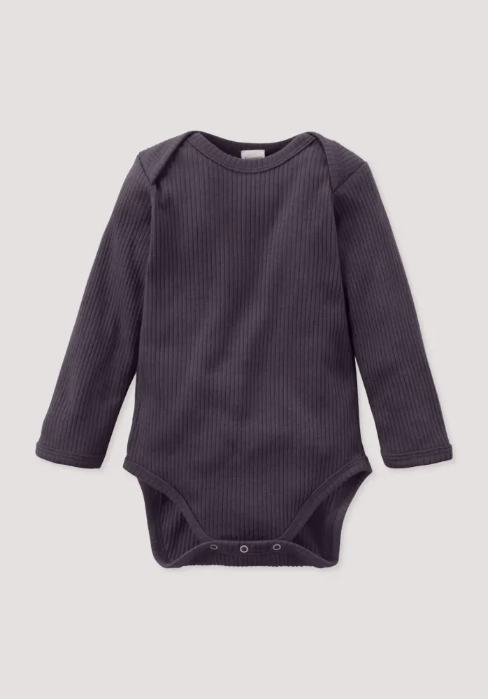 hessnatur Baby Body Langarm aus Bio-Baumwolle mit Bio-Merinowolle - lila - Größe 50/56