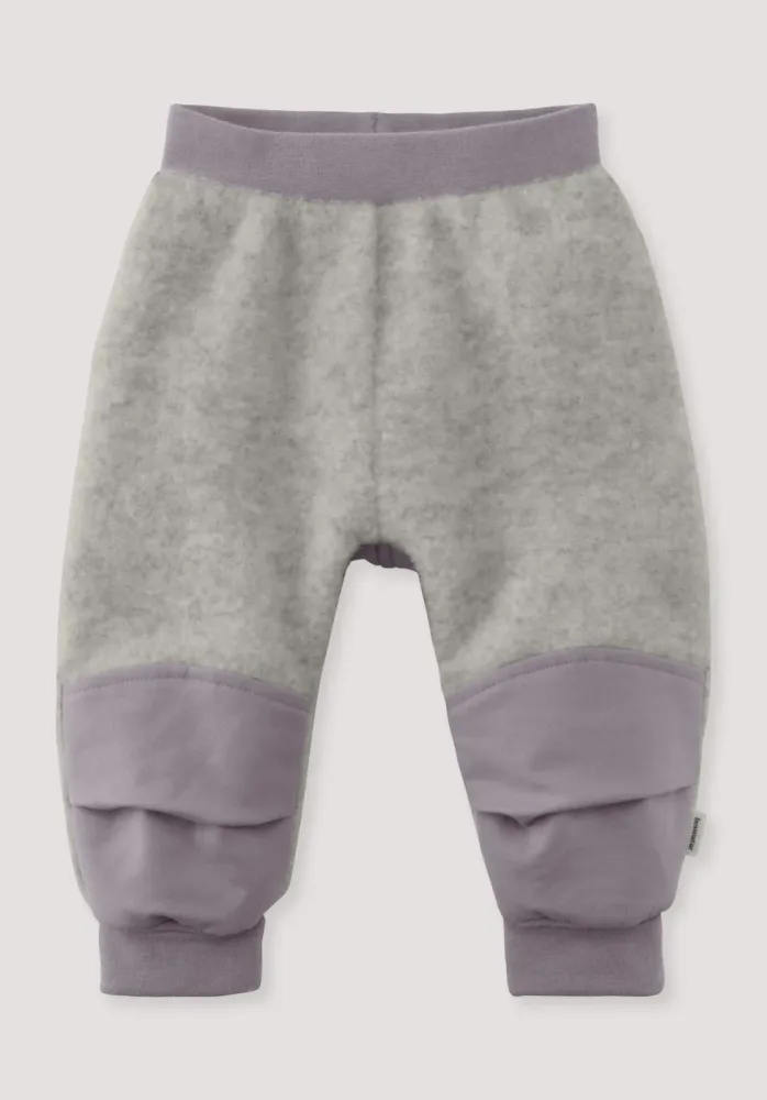 hessnatur Baby Wollfleece Hose mit Softshell aus Bio-Merinowolle - grau - Größe 62/68