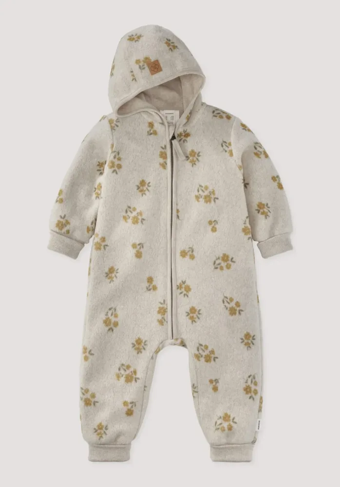 hessnatur Baby Fleece Overall aus Bio-Baumwolle - beige - Größe 86/92