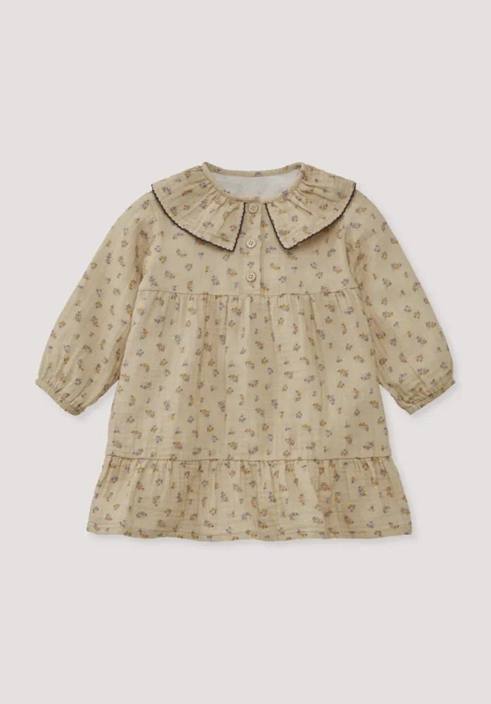hessnatur Baby Musselin Kleid aus Bio-Baumwolle - beige - Größe 62/68
