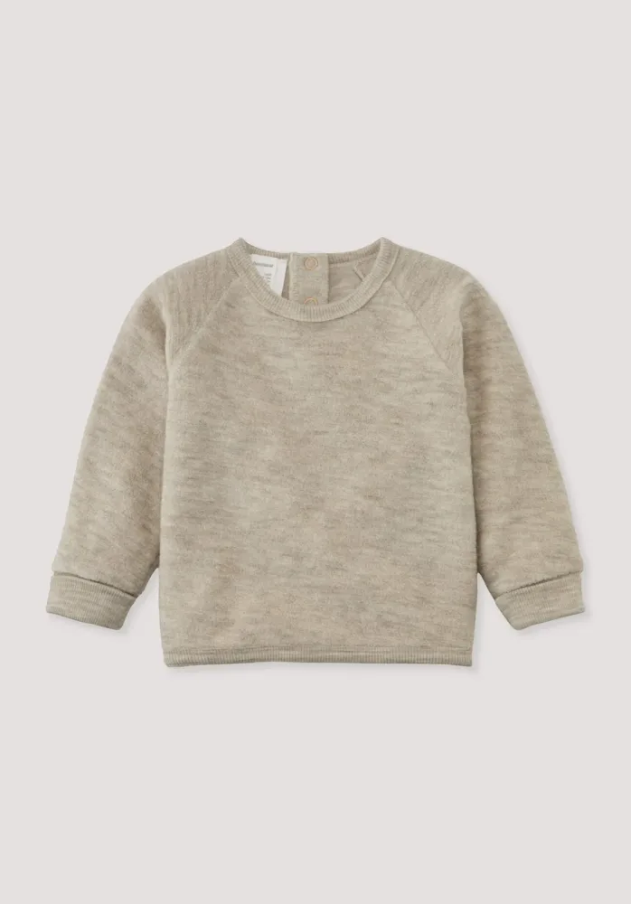hessnatur Baby Wollfrottee Sweatshirt Raglan aus Bio-Merinowolle - beige - Größe 50/56