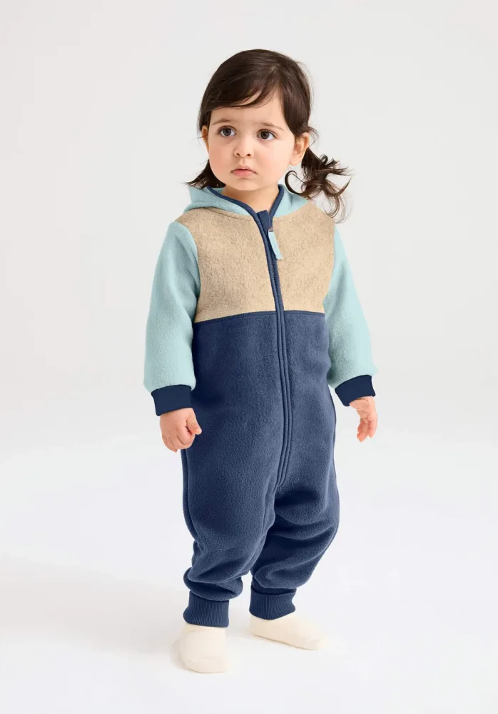 hessnatur Baby Fleece Overall aus Bio-Baumwolle - blau - Größe 98/104