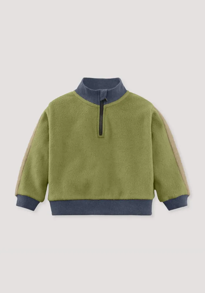 hessnatur Baby Softfleece Troyer aus Bio-Baumwolle - grün - Größe 98/104
