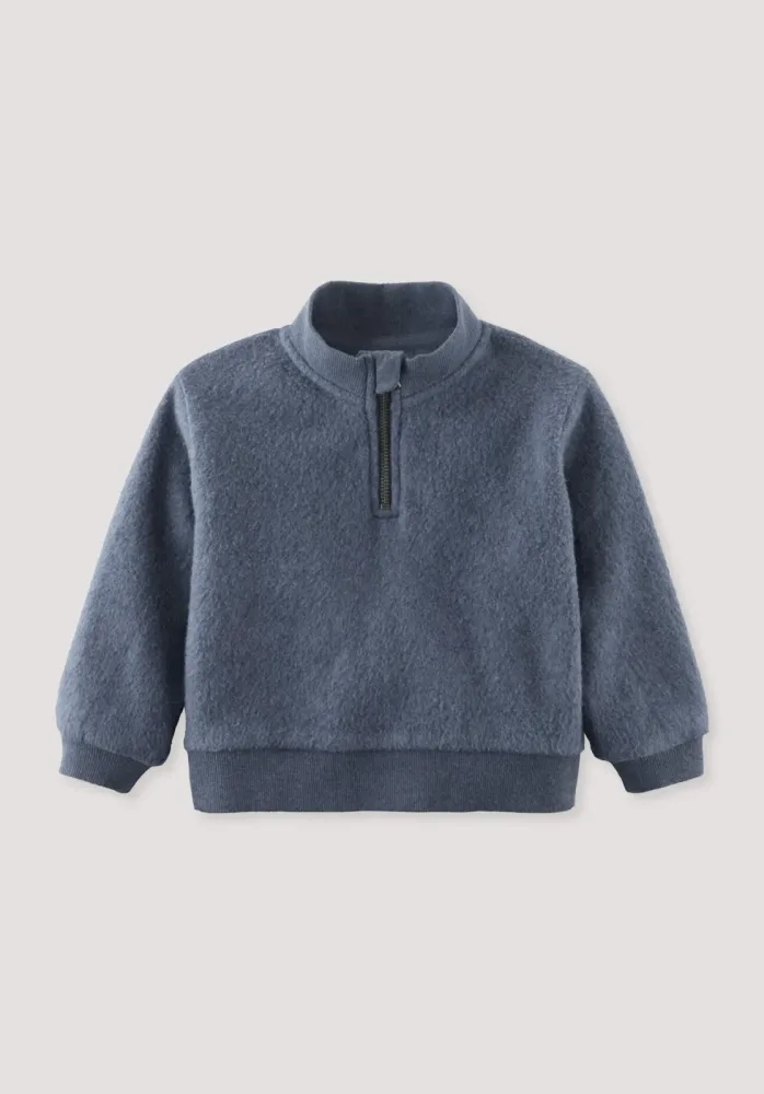 hessnatur Baby Softfleece Troyer aus Bio-Baumwolle - blau - Größe 74/80