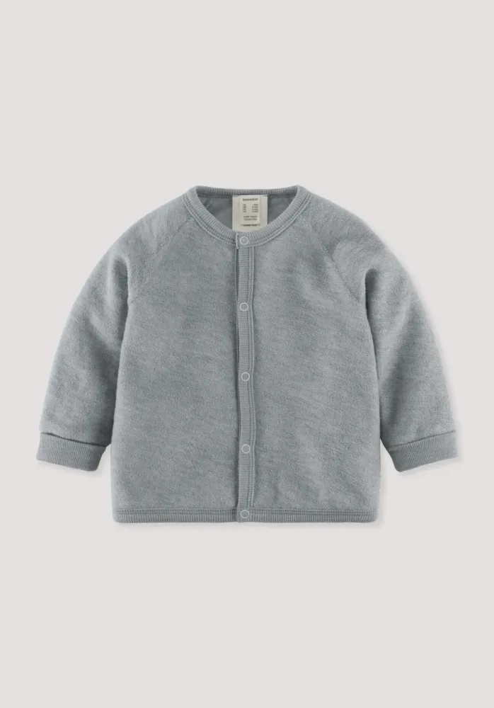 hessnatur Baby Wollfrottee Jacke aus Bio-Merinowolle - blau - Größe 50/56