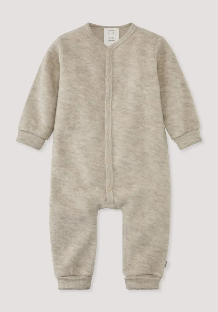 hessnatur Baby Wollfrottee Overall aus Bio-Merinowolle - beige - Größe 62/68